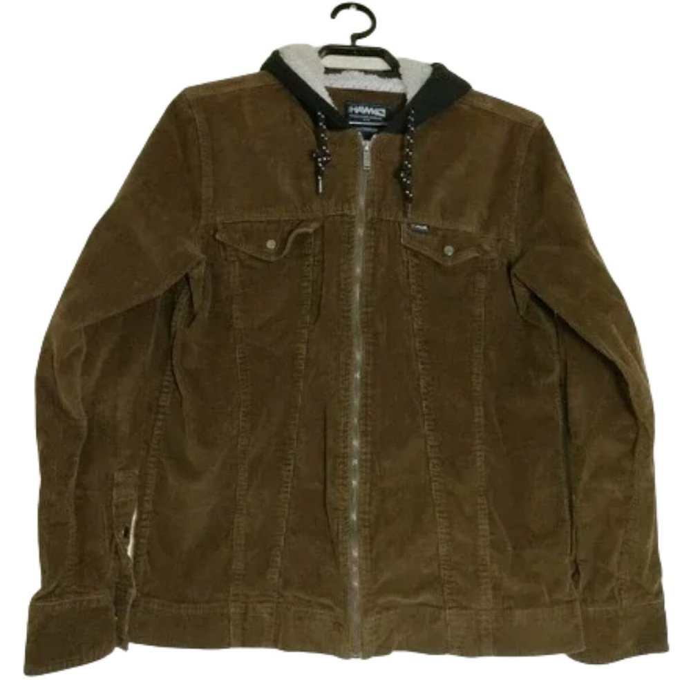 Men's Medium Tony Hawk Fur Hooded Brown Corduroy Jacket - P2